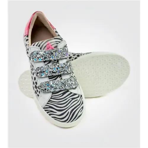Acebos Metallic Red Black White Print Velcro Sneaker - Image 2