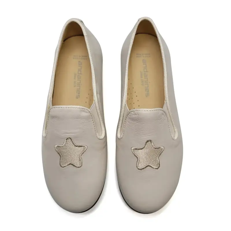 Andanines Biege Gold Star Embroidery Smoking Shoe - Image 3