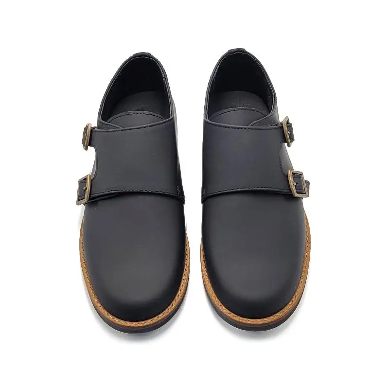 Andanines Black Gum Monk Strap Dress Shoe - Image 4