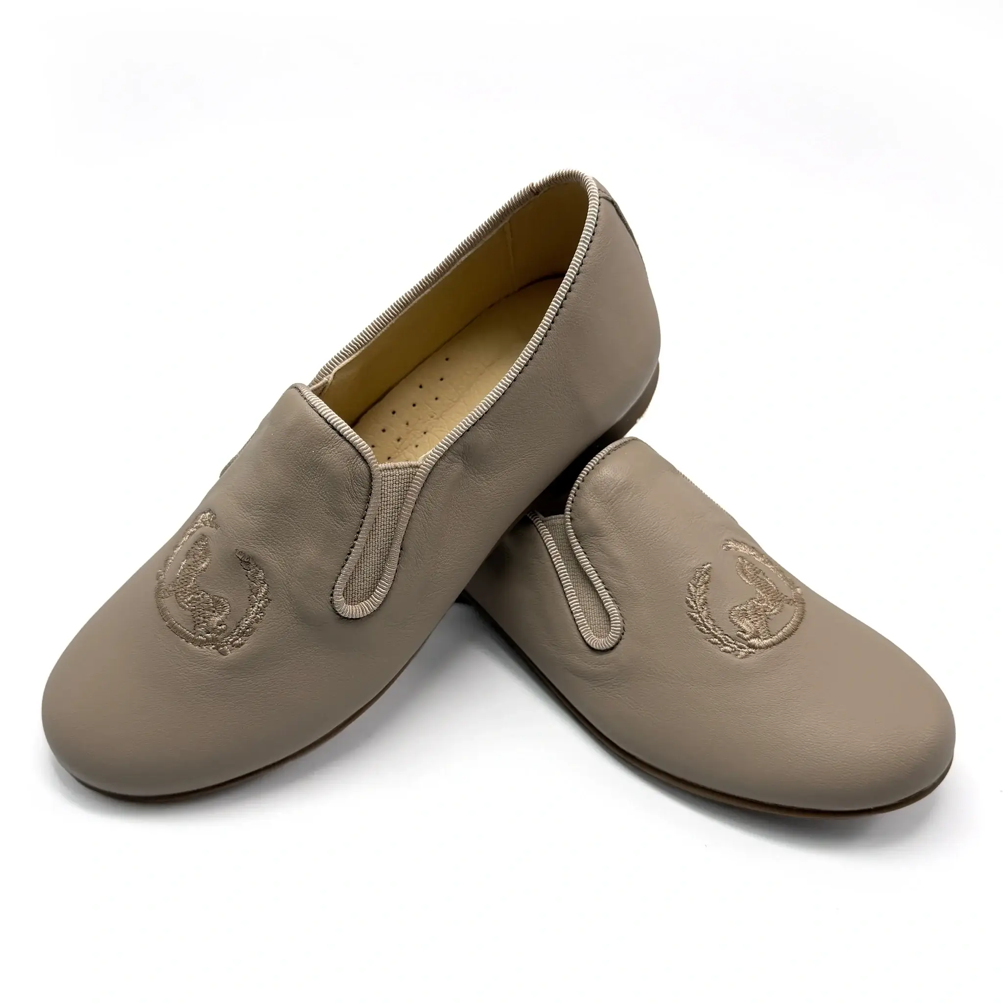 Andanines Buckskin Taupe Embroidery Smoking Shoe - Image 3