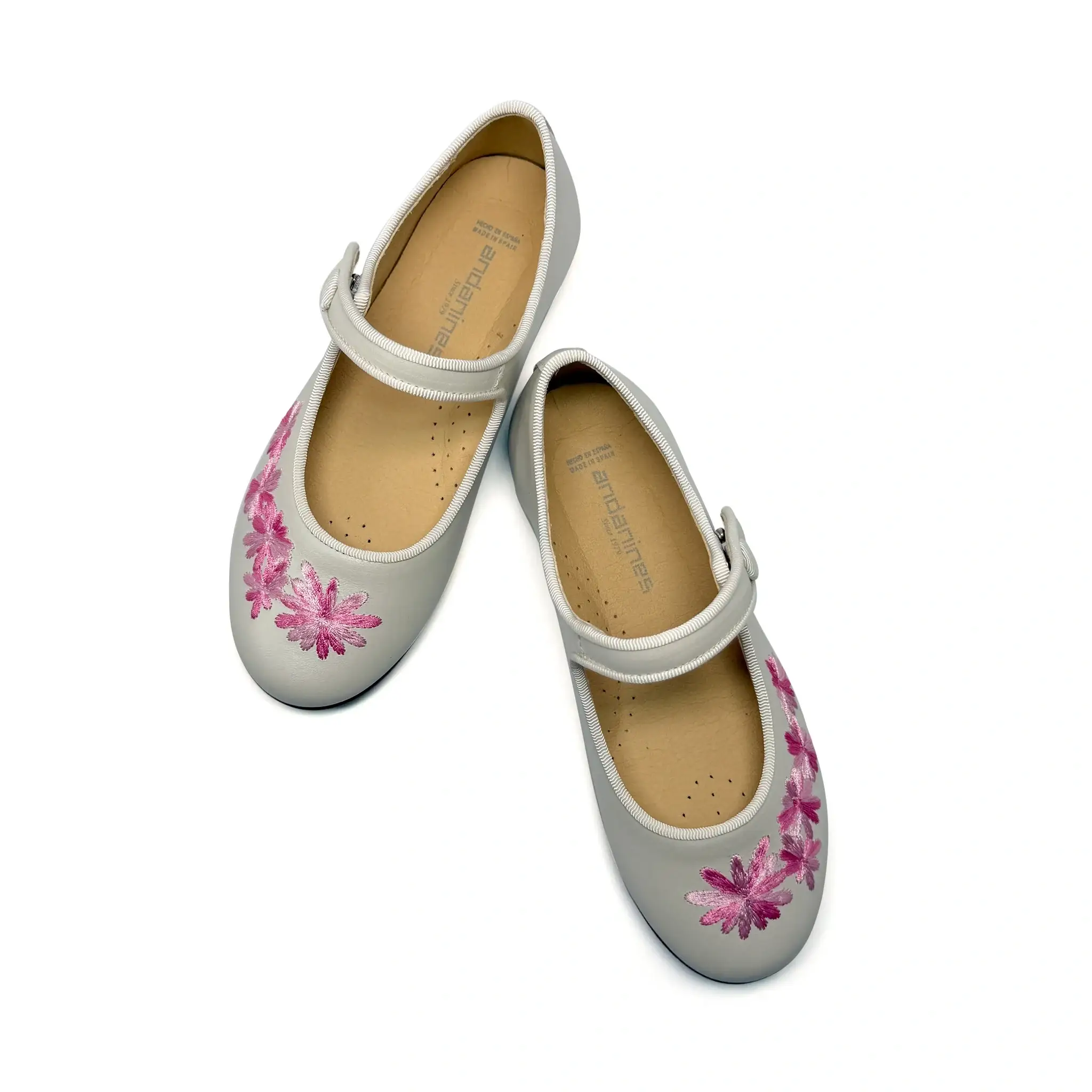 Andanines Ivory Pink Flower Embroidered Mary Jane - Image 3