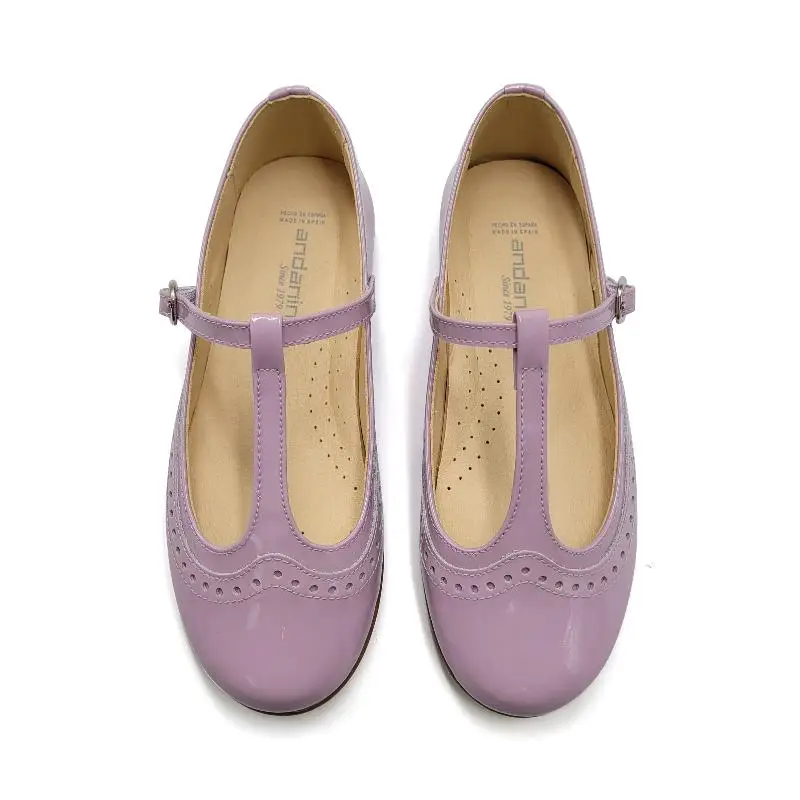 Andanines Lilac Patent T-Strap Mary Janes 221520 - Image 2