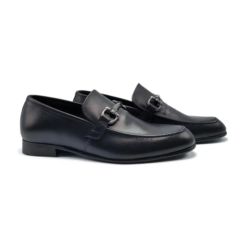 Andanines Navy Chain Slip On Loafer