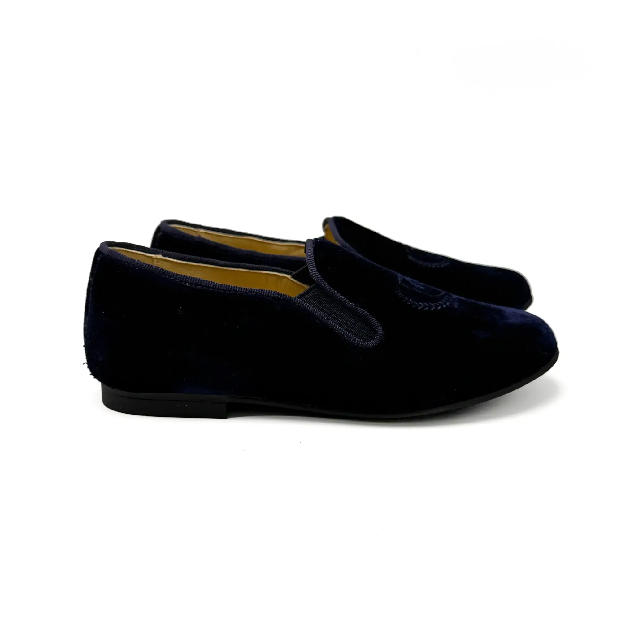 Andanines Navy Velvet Embroidered Smoking Shoe