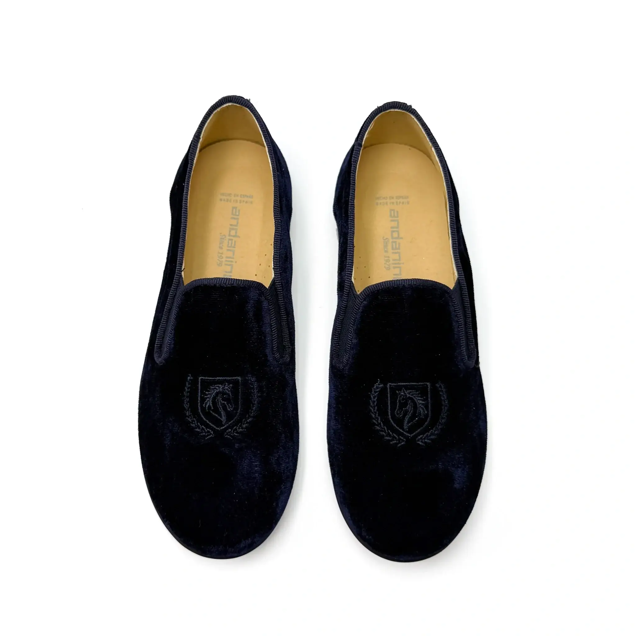 Andanines Navy Velvet Embroidered Smoking Shoe - Image 3