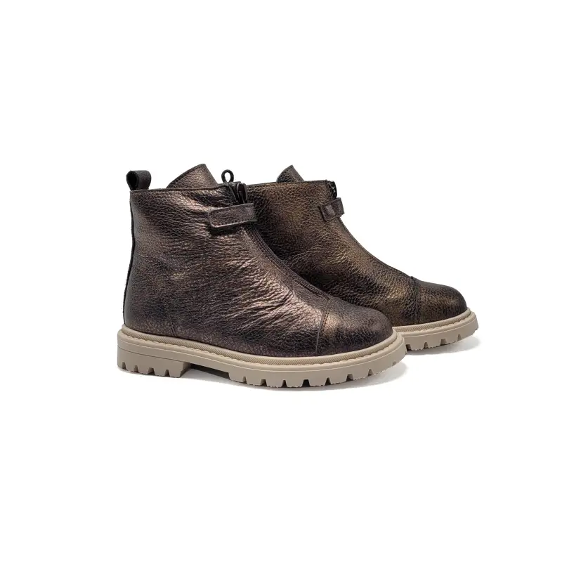 Andanines Rustic Metal Zipper Bootie