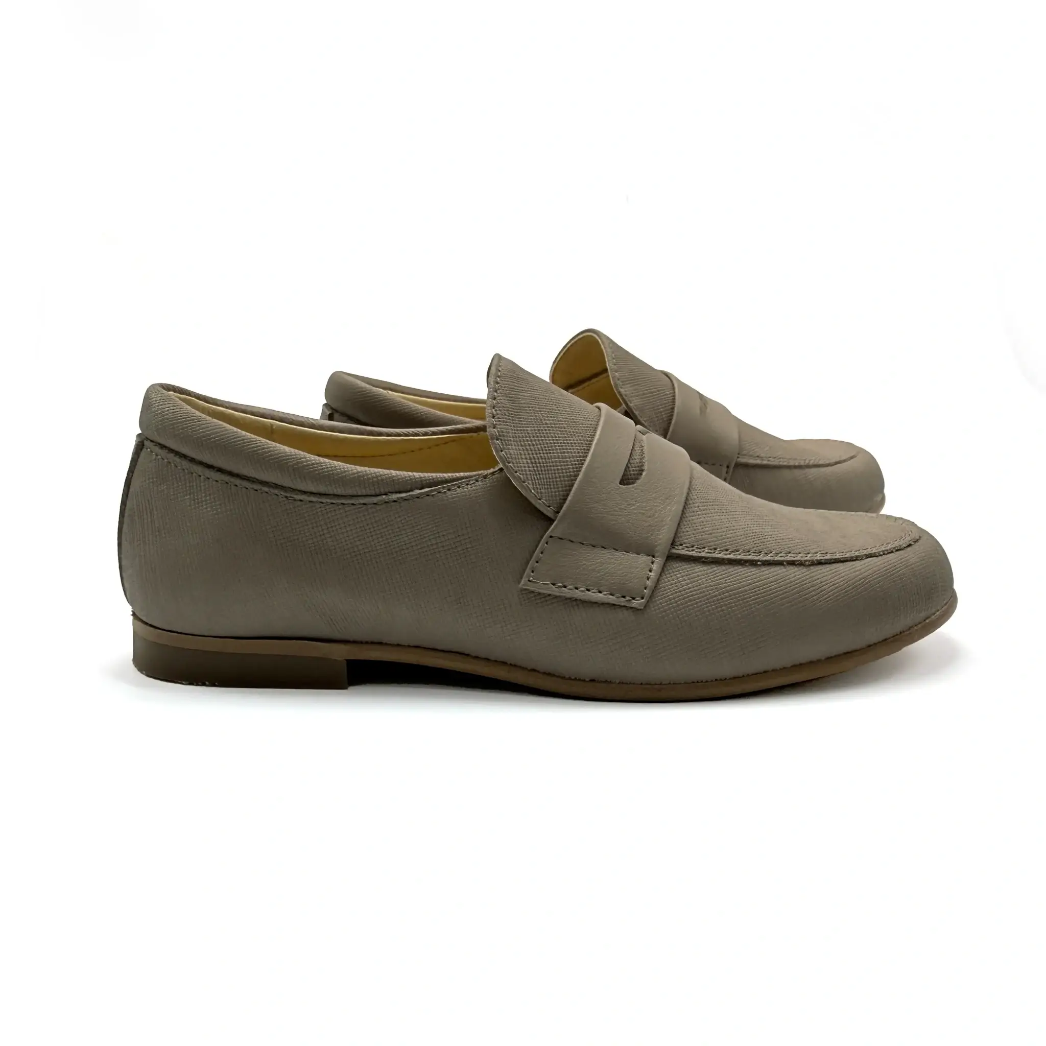 Andanines Safari Taupe Saffiano Penny Loafer - Image 4