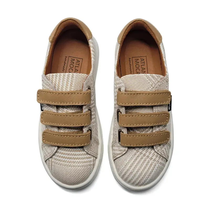 Atlanta Mocassin Beige Hounds 3 Strap Velcro Sneaker - Image 2