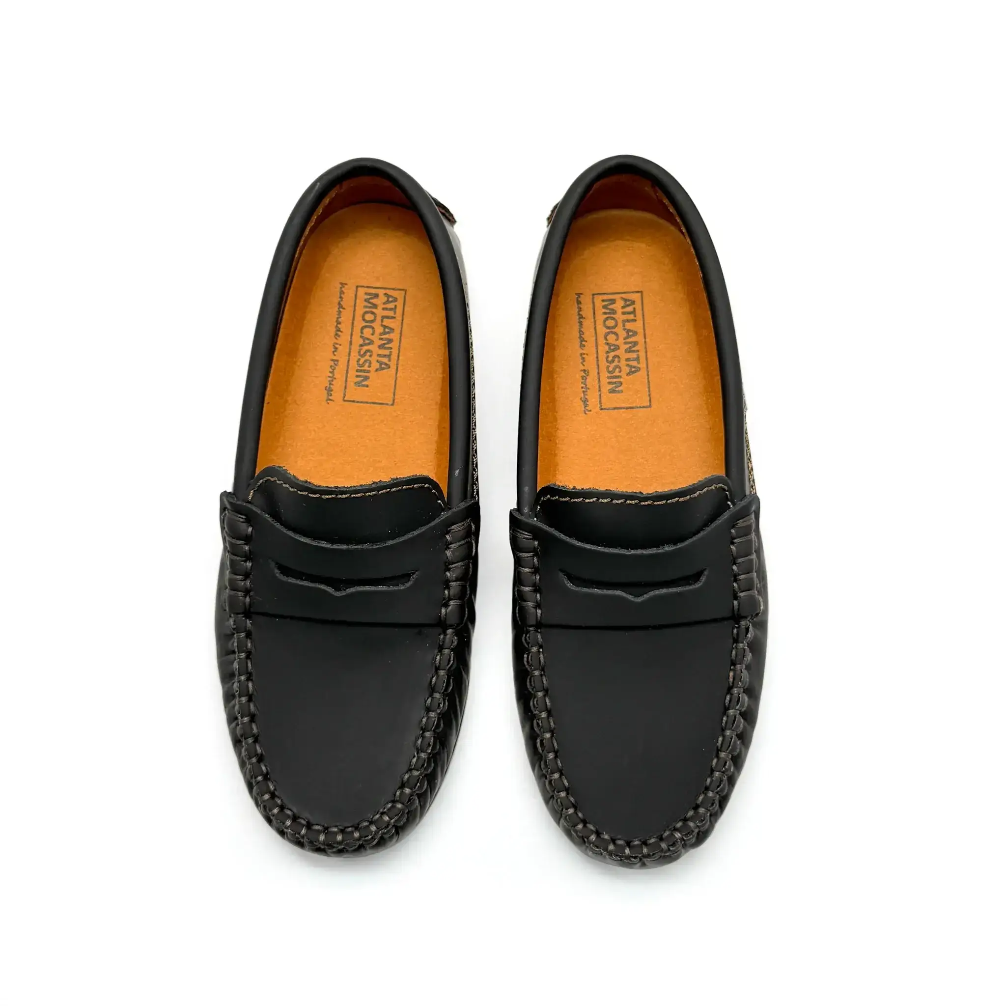 Atlanta Mocassin Black Gum Brown Stitch Penny Loafer - Image 3