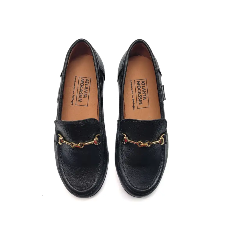 Atlanta Mocassin Black Little Grain Buckle Loafer 19014 - Image 2