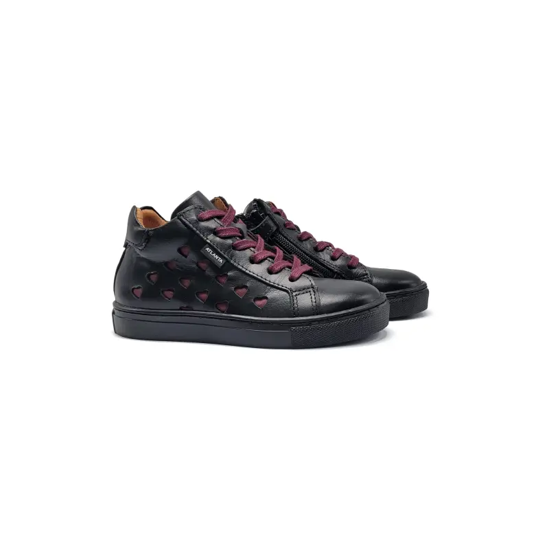 Atlanta Mocassin Black Smooth Love High Top Sneaker