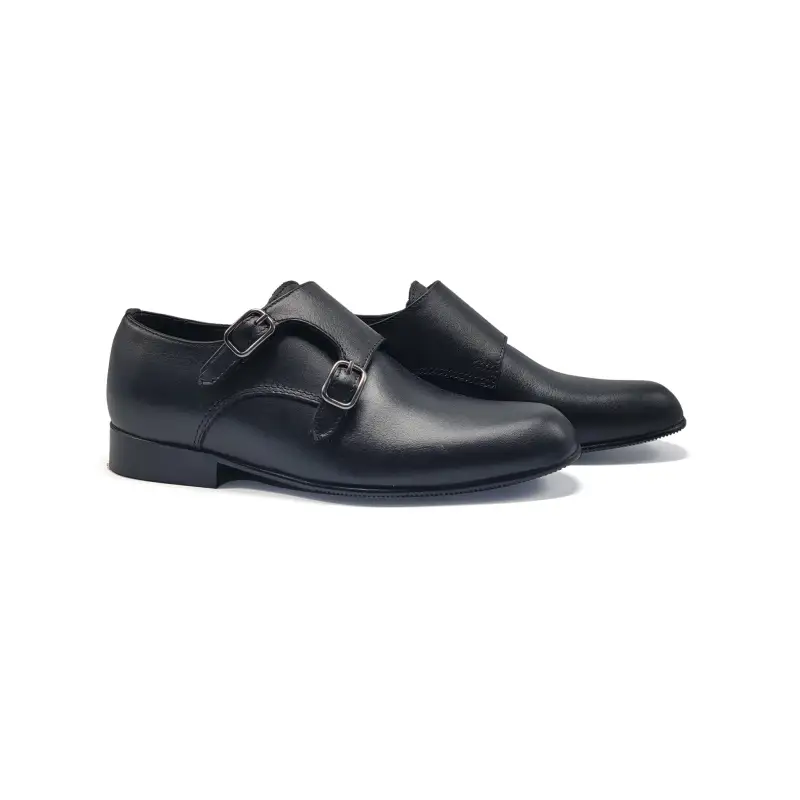 Atlanta Mocassin Black Smooth Monk Strap