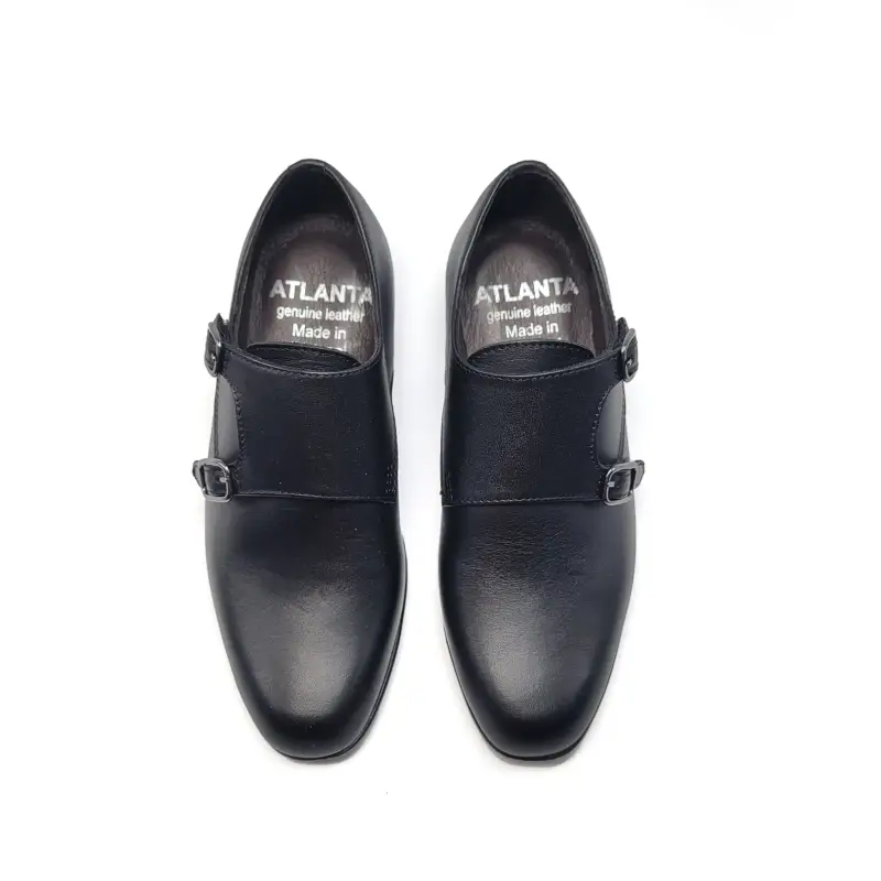 Atlanta Mocassin Black Smooth Monk Strap - Image 2