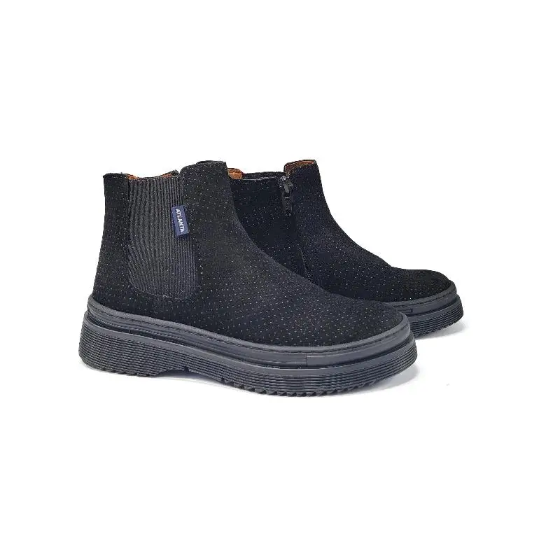 Atlanta Mocassin Black Suede Sparkle Bootie