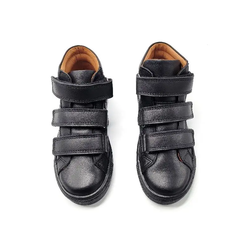 Atlanta Mocassin Black Three Strap Velcro High Top Sneaker 021 - Image 2