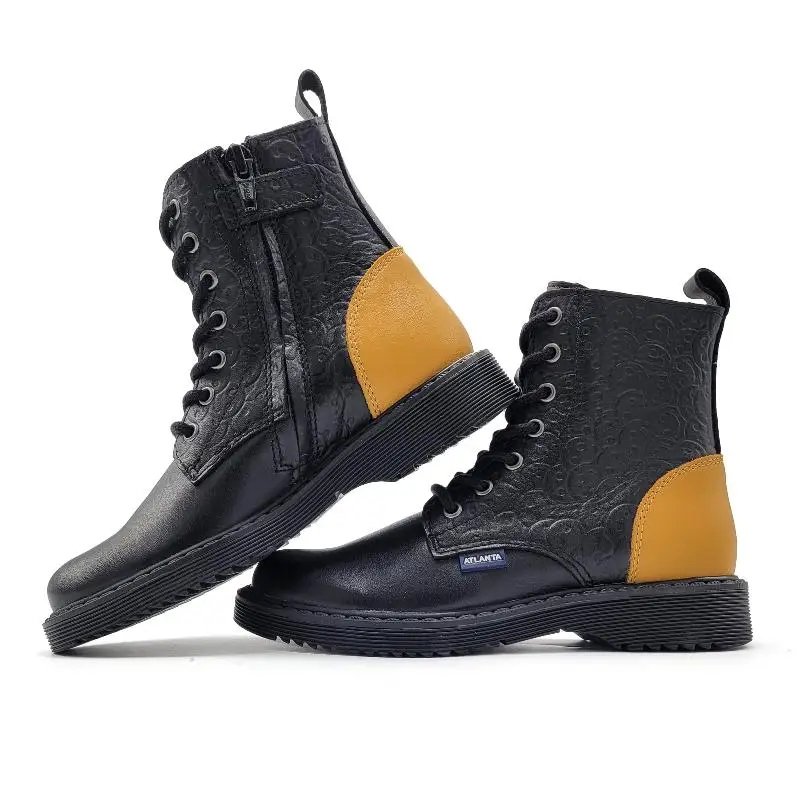 Atlanta Mocassin Black Yellow Boot 01D - Image 4