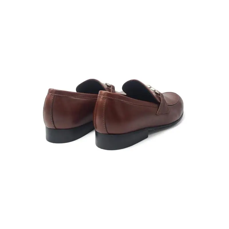Atlanta Mocassin Brown Leather Chain Loafer - Image 2