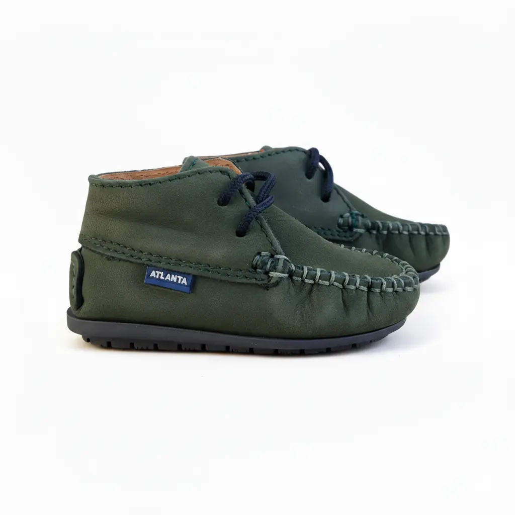 Atlanta Mocassin Green Nubuk Baby Bootie