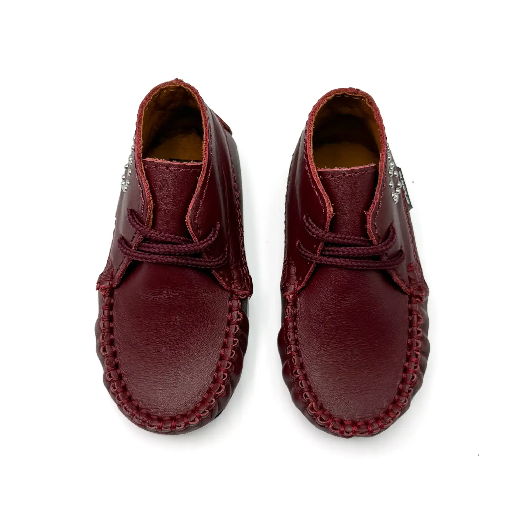 Atlanta Mocassin Maroon Heart First Walker Bootie - Image 2