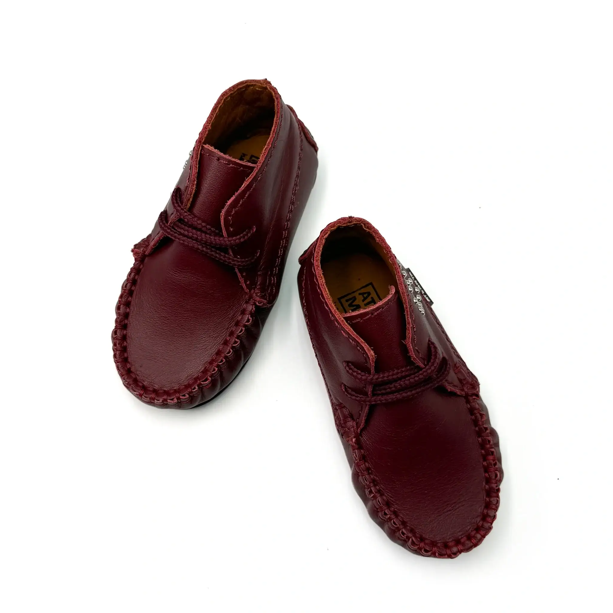 Atlanta Mocassin Maroon Heart First Walker Bootie - Image 3