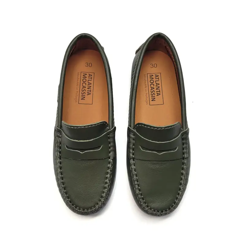 Atlanta Mocassin Military Green Penny Loafer - Image 2
