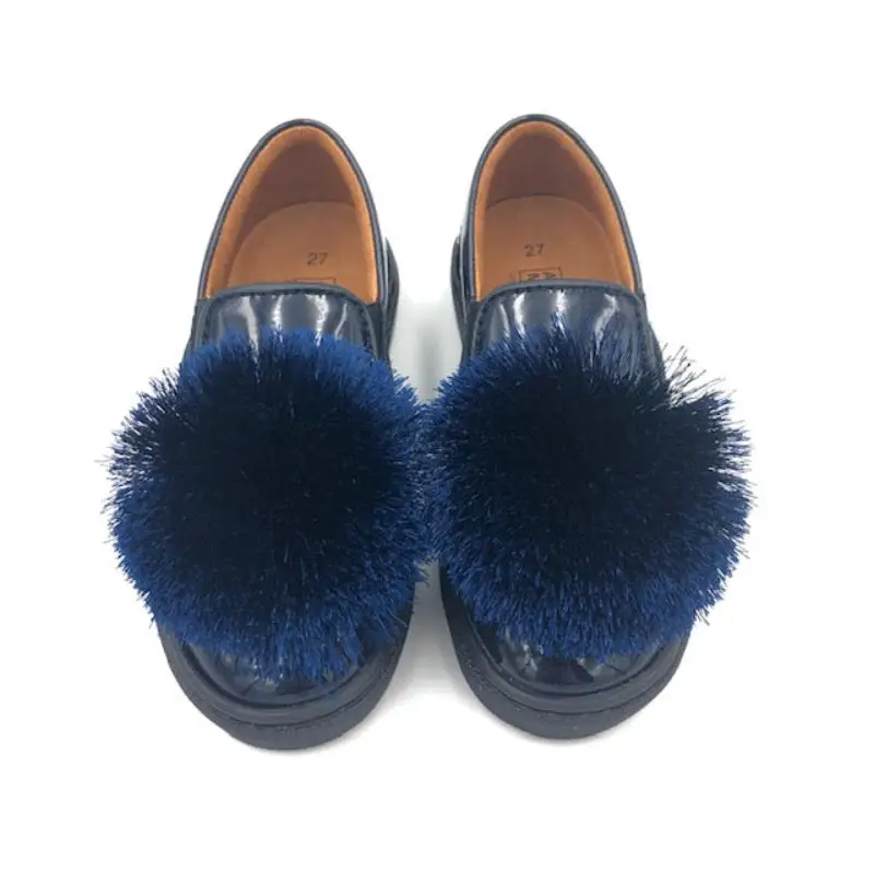 Atlanta Mocassin Navy Patent Pom-Pom Slip On Sneaker - Image 3
