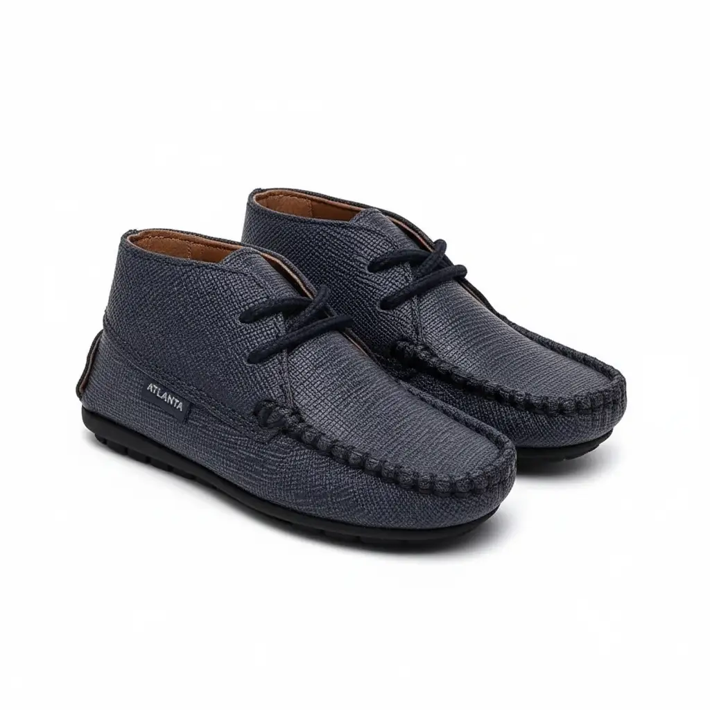 Atlanta Mocassin Navy Safiano Baby Bootie