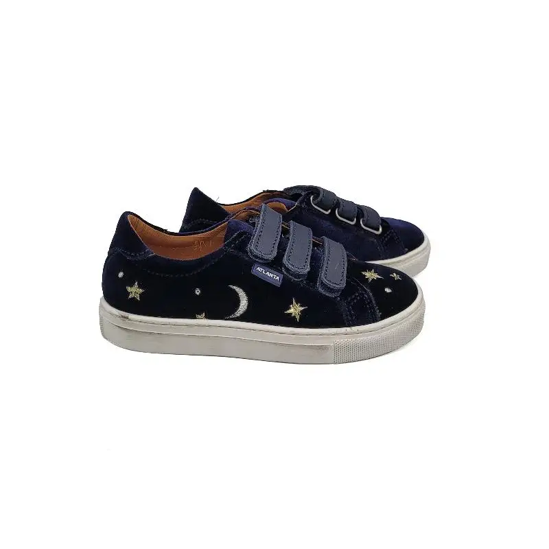 Atlanta Mocassin Navy Velvet Skys Velvet Velcro Sneaker
