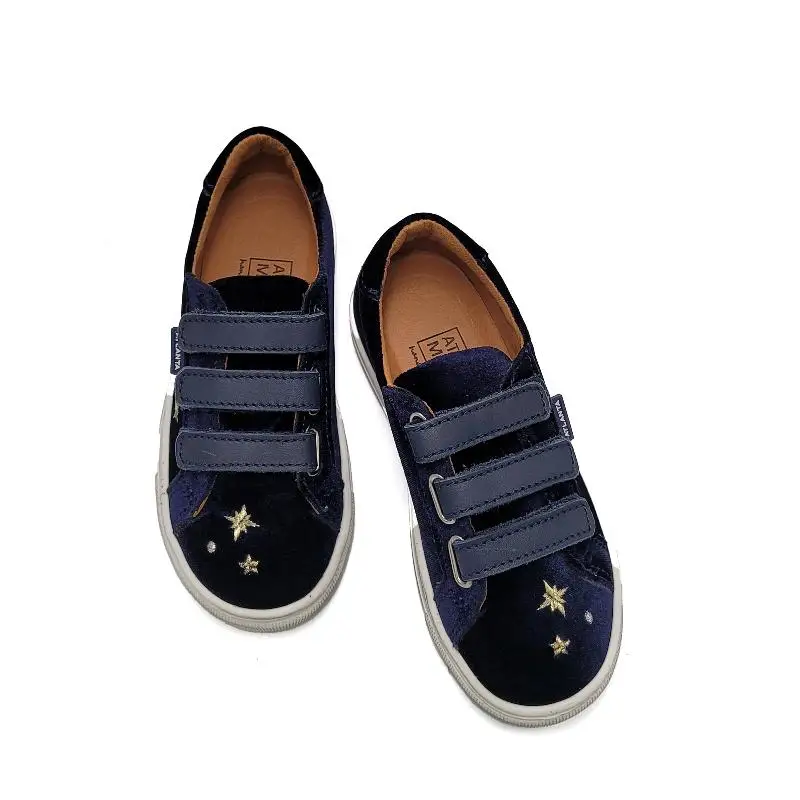 Atlanta Mocassin Navy Velvet Skys Velvet Velcro Sneaker - Image 2