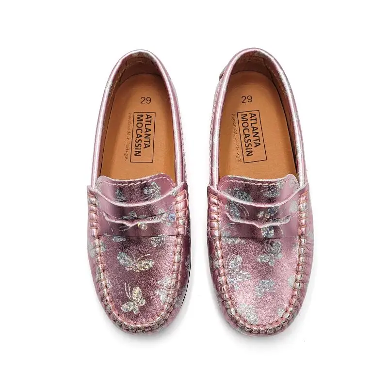 Atlanta Mocassin Pink Metal Butterfly Penny Loafer 032 - Image 2
