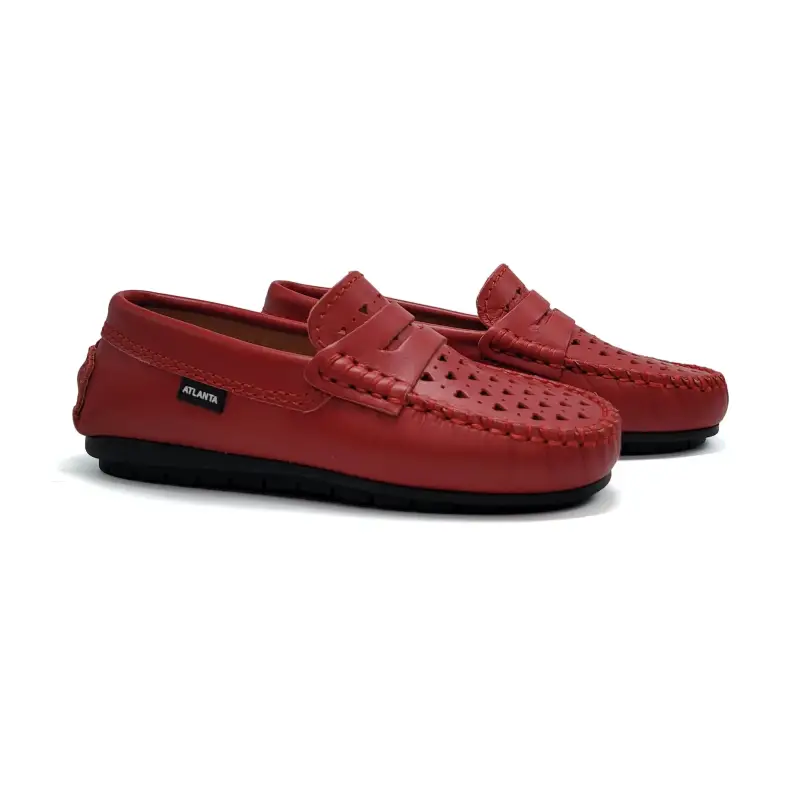 Atlanta Mocassin Red Hearts Cut Out Penny Loafer