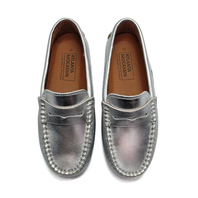 Atlanta Mocassin Silver Penny Loafer - Image 2