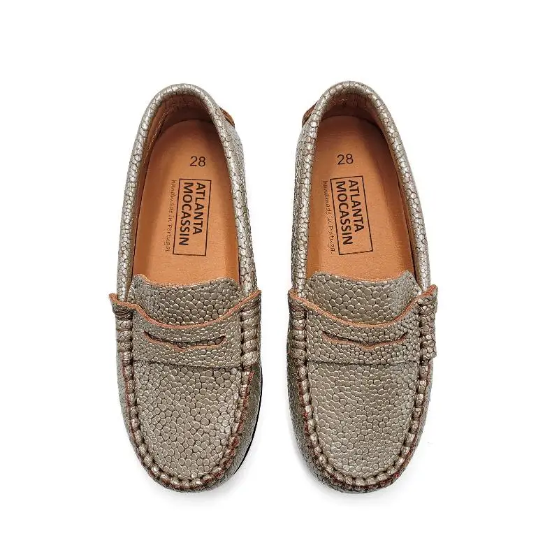 Atlanta Mocassin Taupe Metallic Penny Loafer - Image 2