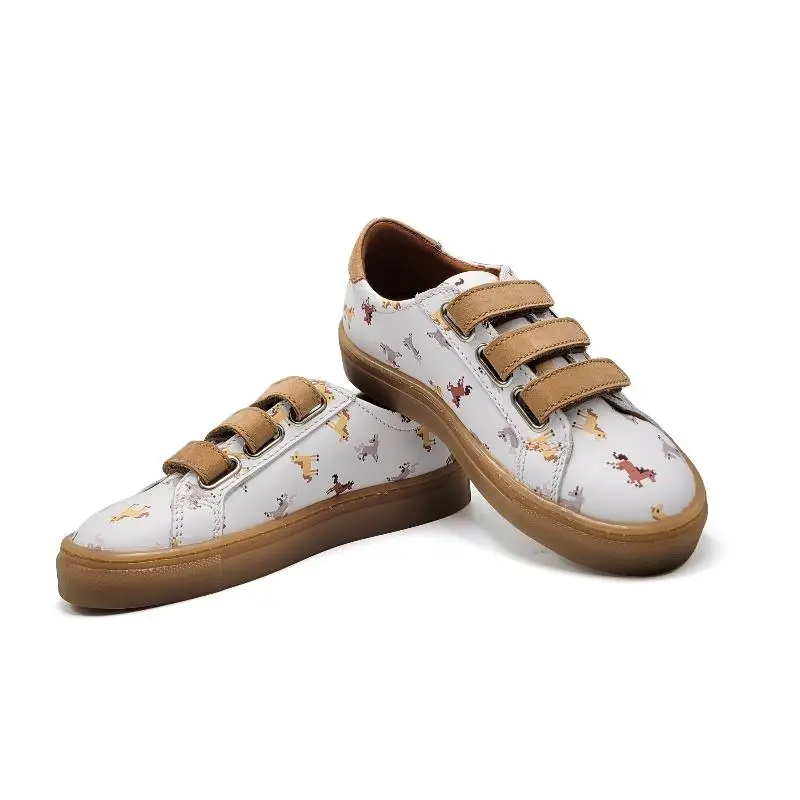 Atlanta Mocassin White Horses 3 Strap Velcro Sneaker 523 - Image 2
