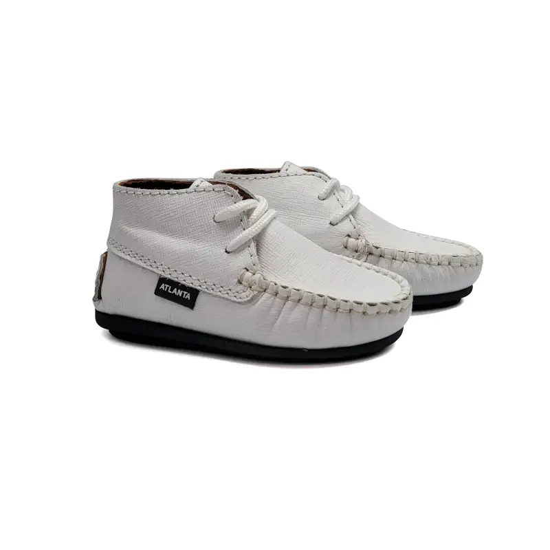 Atlanta Mocassin White Safiano Baby Bootie