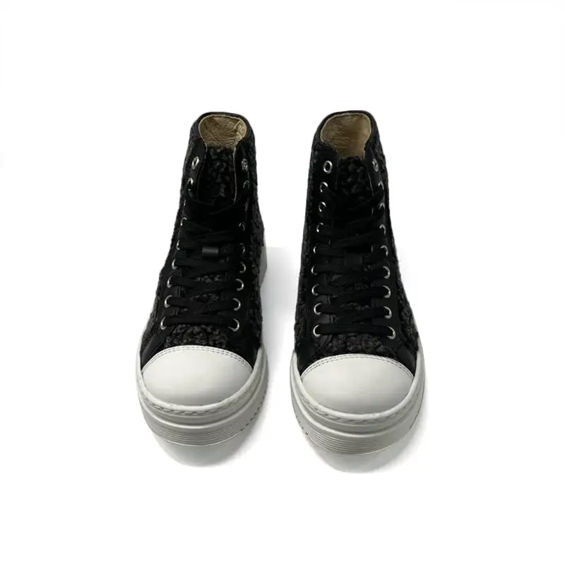 Blublonc Amber Grey Sherpa Hi Top Sneaker - Image 2