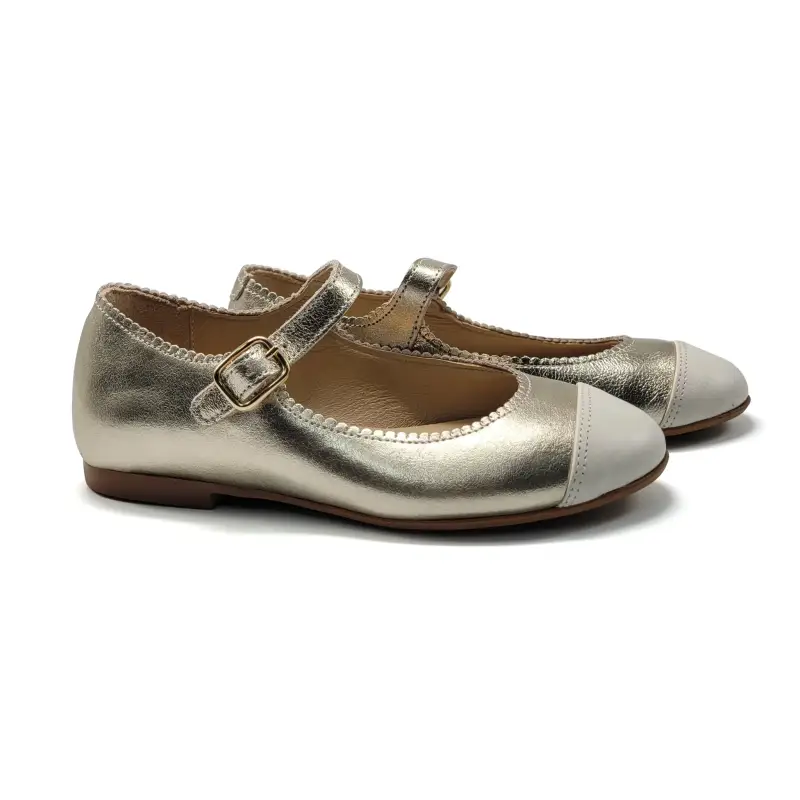 Blublonc Cora Cracked Gold Buckle Mary Jane