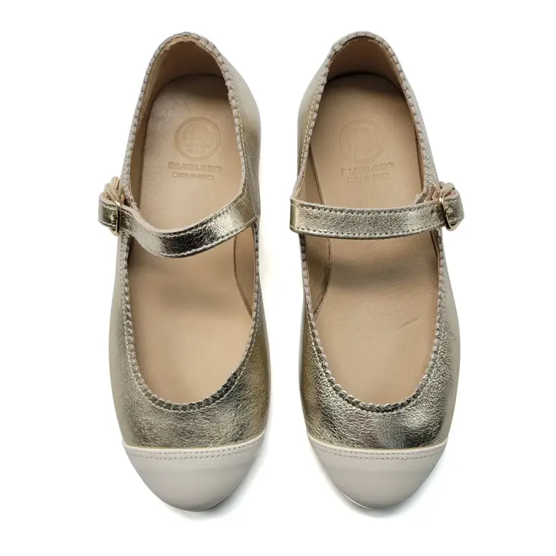 Blublonc Cora Cracked Gold Buckle Mary Jane - Image 2