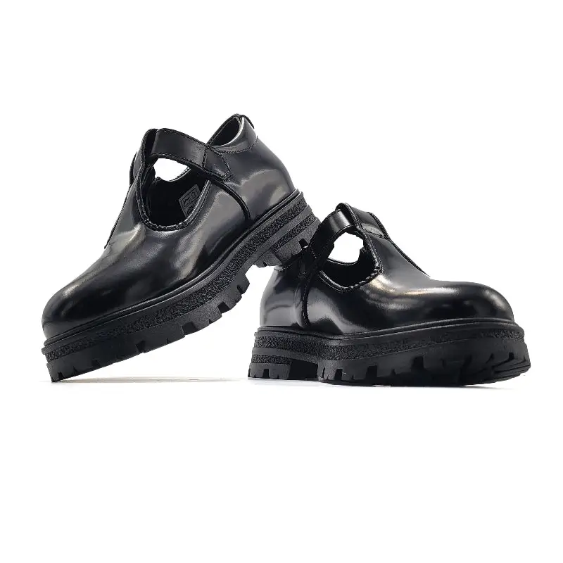 Blublonc Daily Florentic Black T Strap Chunky Loafer - Image 4