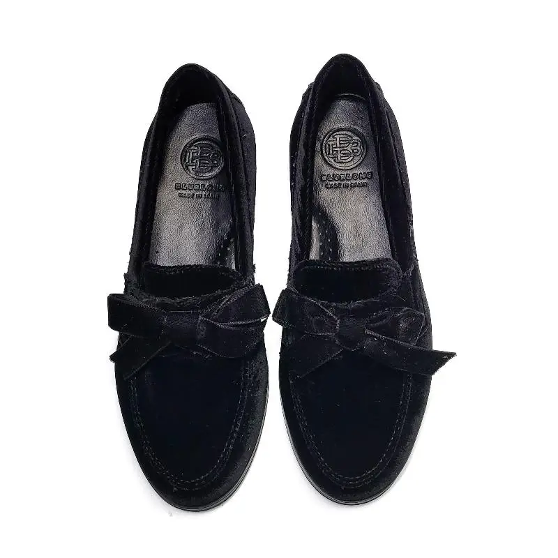 Blublonc Holly Black French Velvet Bow Slip On - Image 2