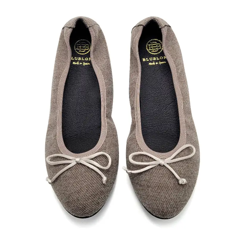 Blublonc Luisa Flannel Taupe Ballet Flat - Image 3