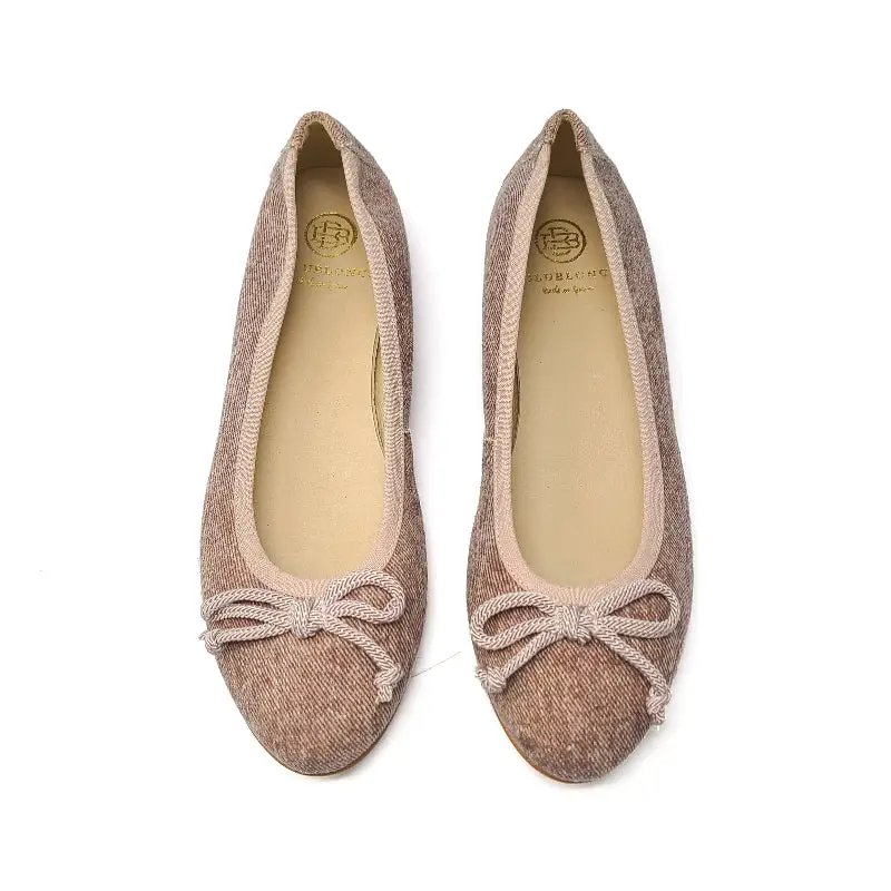 Blublonc Luisa Mauve Linen Ballet Flat - Image 2