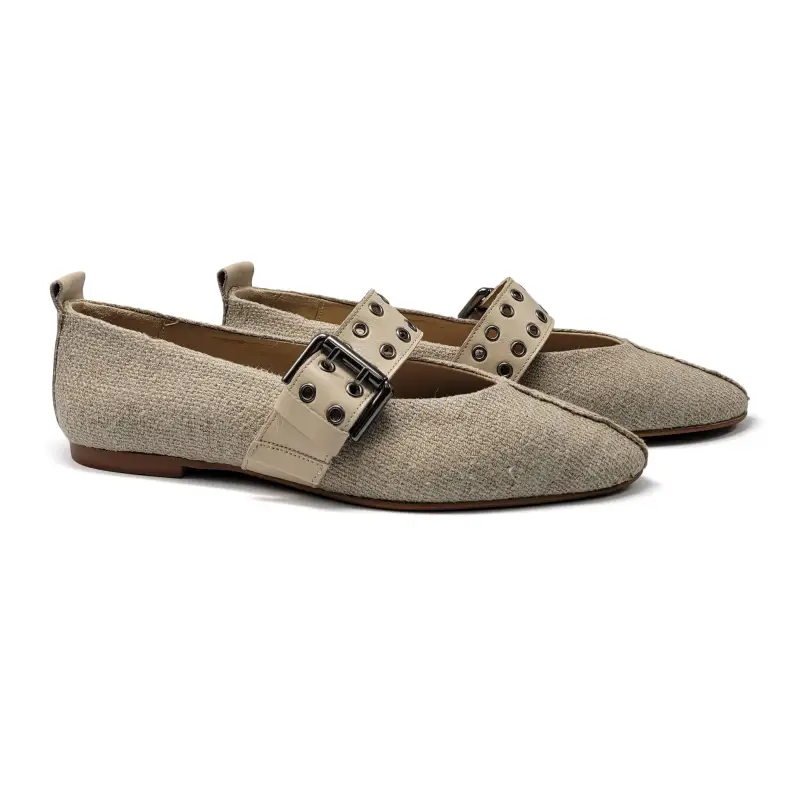 Blublonc Mabel Natural Linen Pointed Ballet