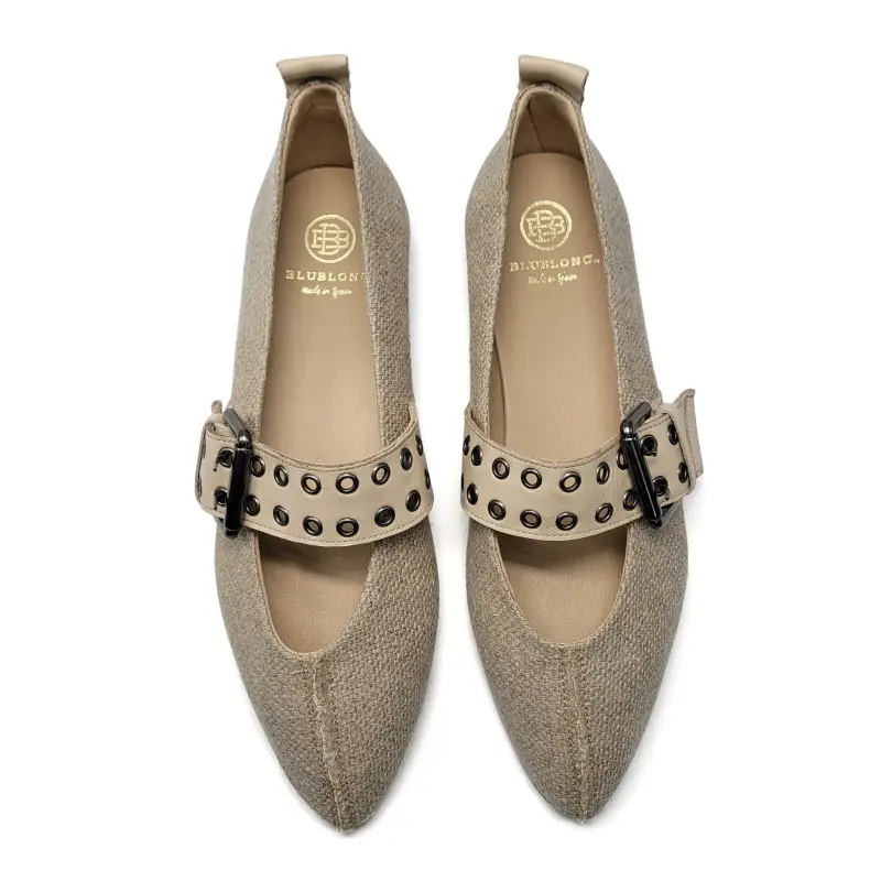 Blublonc Mabel Natural Linen Pointed Ballet - Image 2