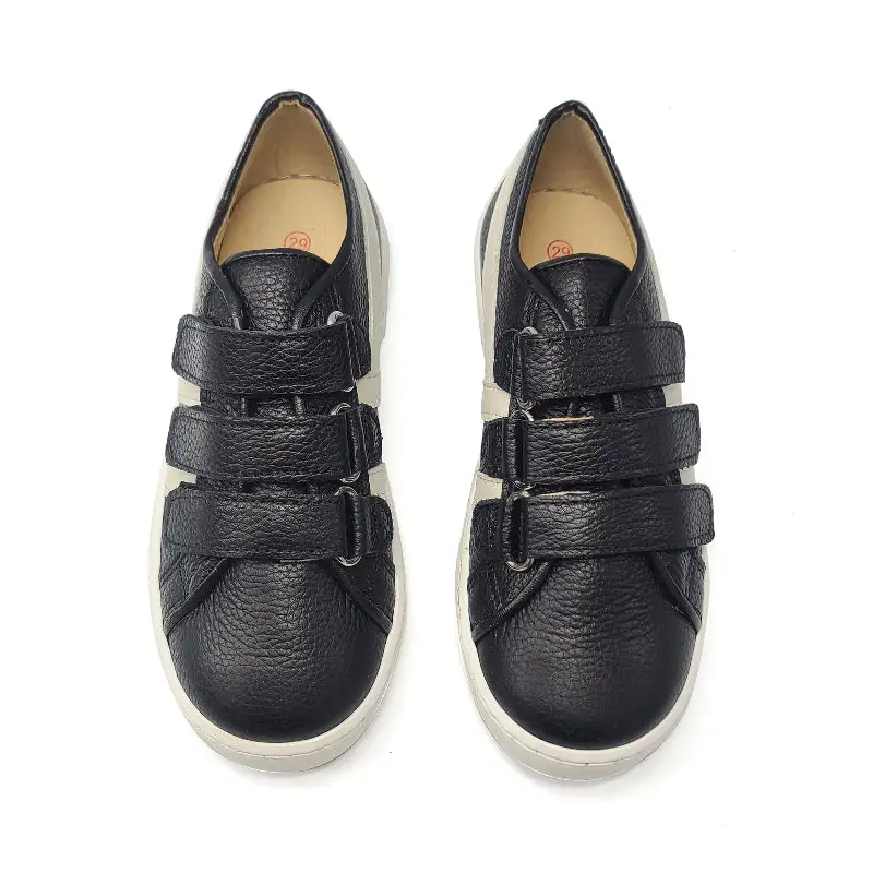 Blublonc Mateo Black Cream Three Strap Sneaker - Image 3