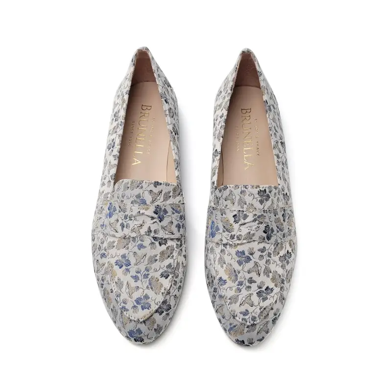 Brunella Blue Floral Grey Penny Loafer - Image 2