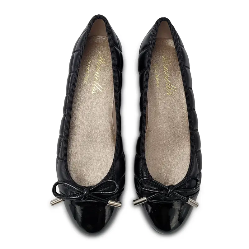 Brunellis Black Leather Quilt Ballet Slip On - Image 2