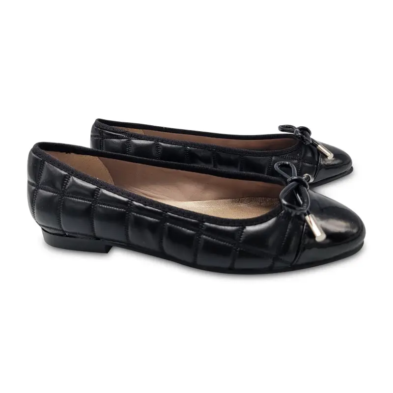 Brunellis Black Leather Quilt Ballet Slip On - Image 3