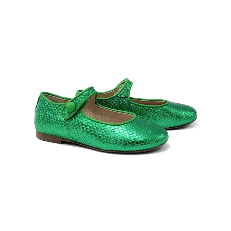 Brunellis Green Metallic Snake Mary Jane