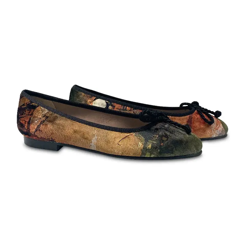 Brunellis Malevich Multi Color Velvet Bow Ballet Slip On